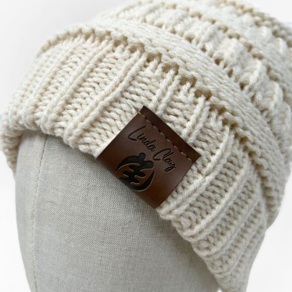 Cream/ Tan Beanie Hat Skully Women's Slouchy Thick Satin Lined Cap - Picture 7 of 9